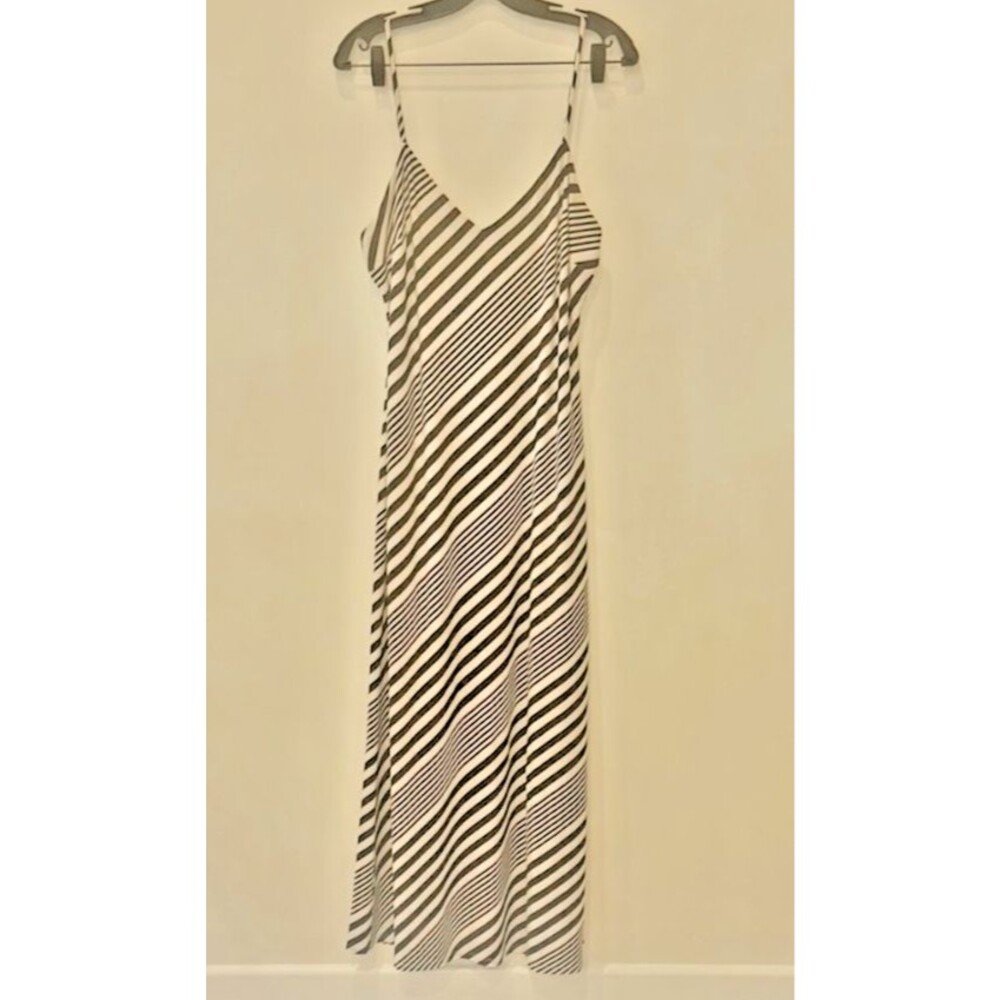 Lauren Ralph Lauren Striped Maxi Dress Black White Stretch Size 12